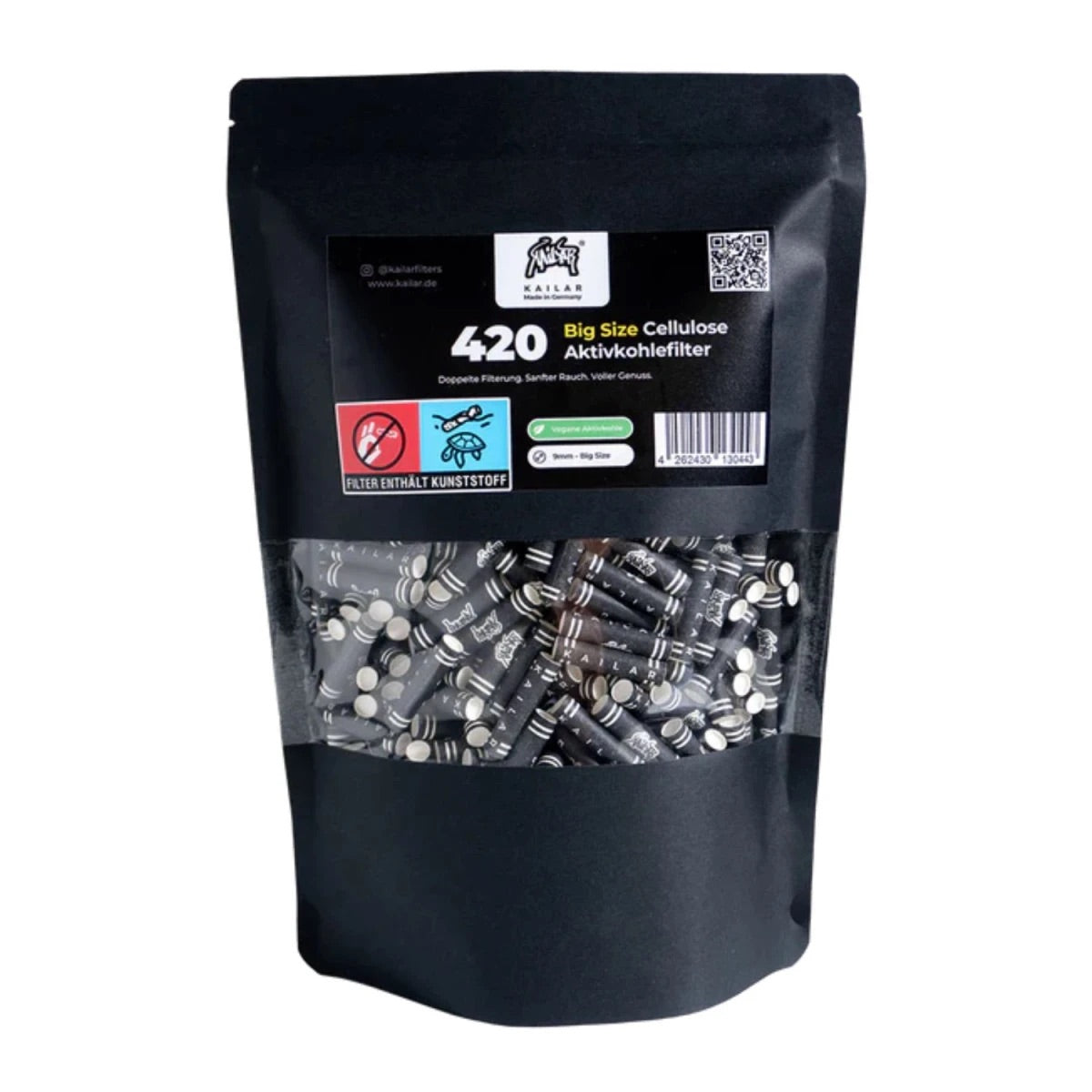 Big Size Aktivkohlefilter 9mm - 420 Stück - Schwarz
