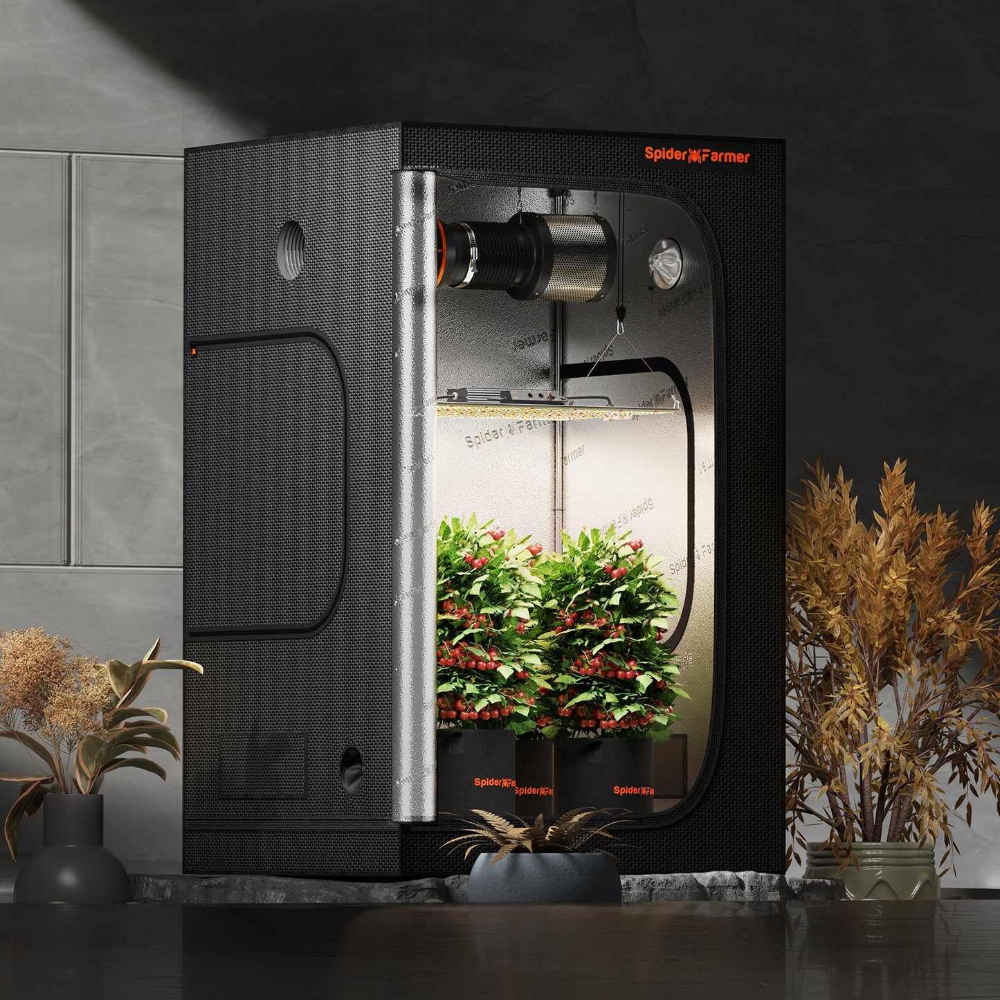 Spider Farmer 120x60x150cm Indoor Grow Zelt 1680D Hoch reflektierende Grow Box