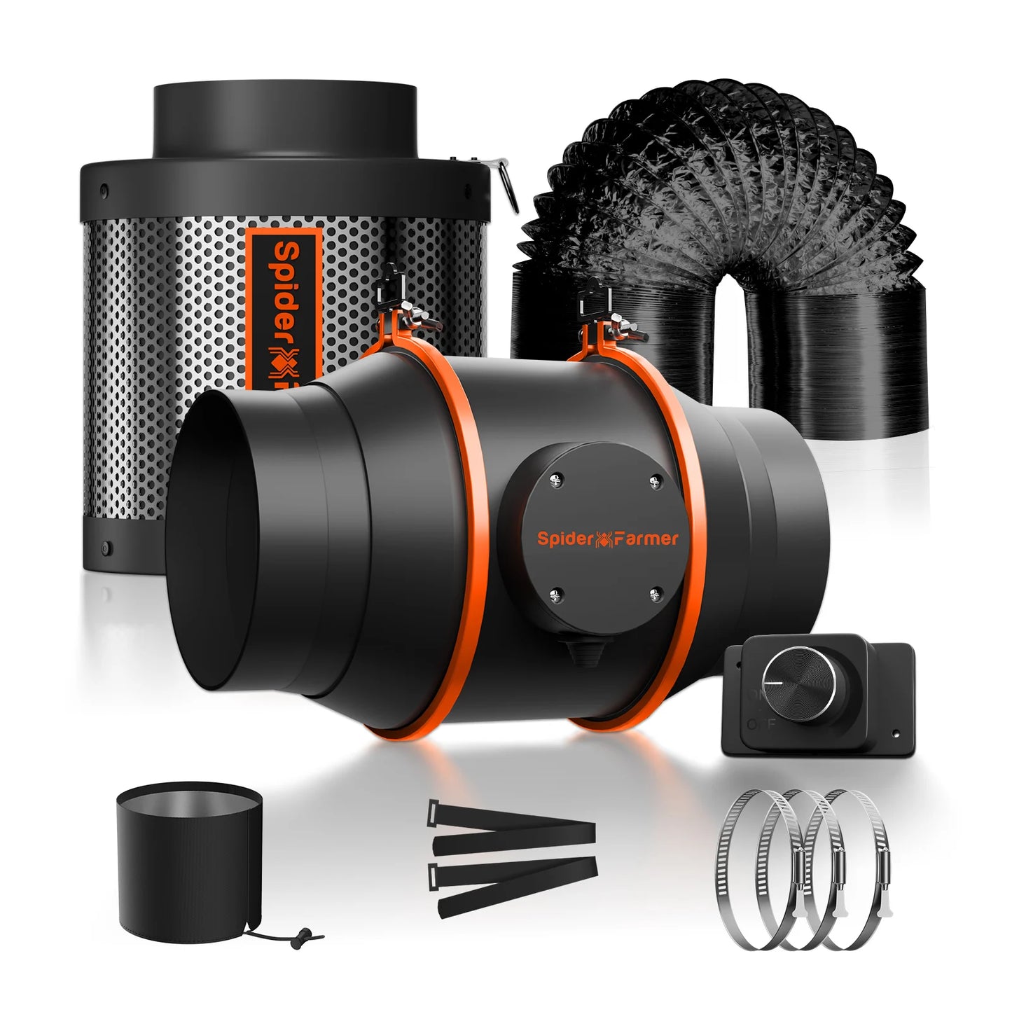 6 Zoll Inline-Ventilator Luft-Kohlefilter Belüftung Combo mit Drehzahlregler