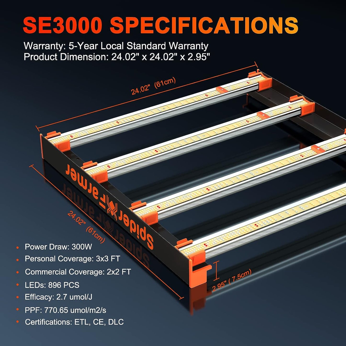 SE3000 300W LED Pflanzenlampe Samsung LM301B Vollspekrum